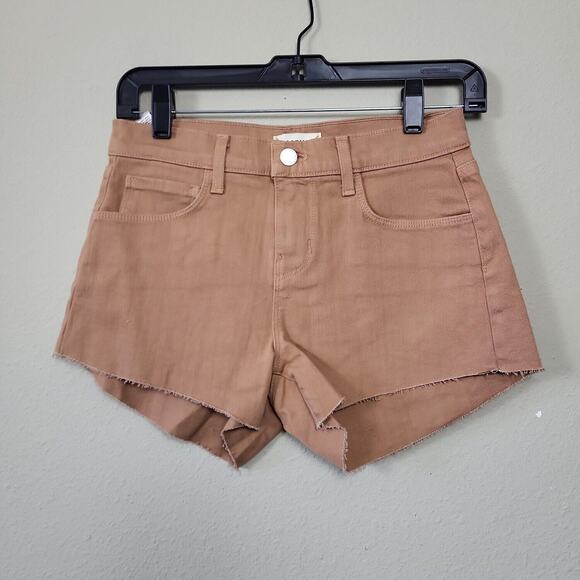 L'agence Womens Dark Camel Audrey Flat Front Midrise Jean Shorts Size 24